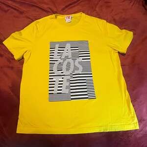 Lacoste L!VE Yellow Graphic Logo T-Shirt Size 8